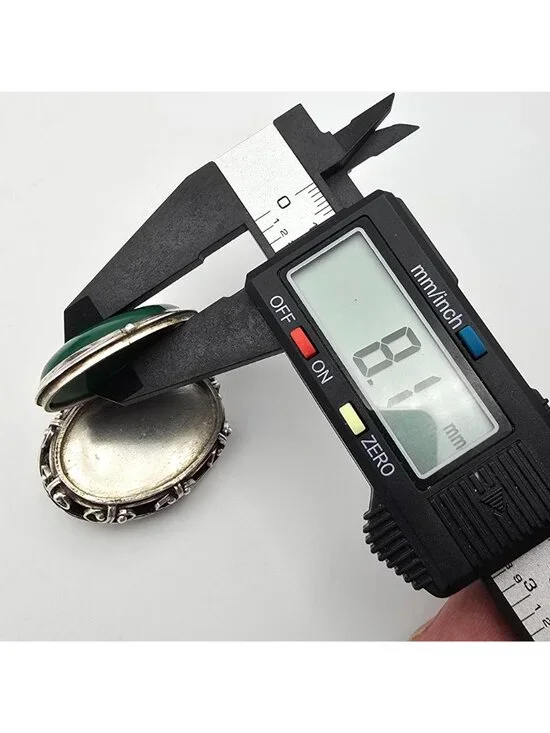 Vintage Taxco Sterling Silver Green Onyx Locket Brooch Mexico Eagle Mark 1 - Picture 13 of 13